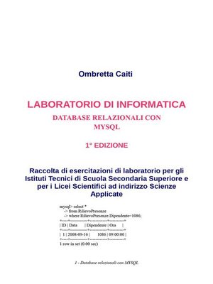 cover image of Laboratorio di informatica--Database Relazionali con Mysql